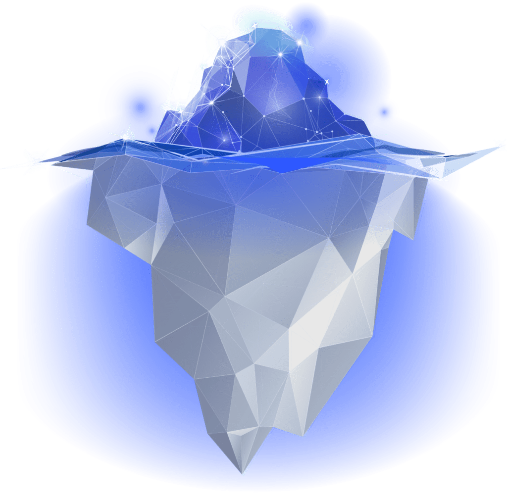 Iceberg illustration with text about innovation, highlighting Xentara’s role in handling invisible work like modeling and system compatibility