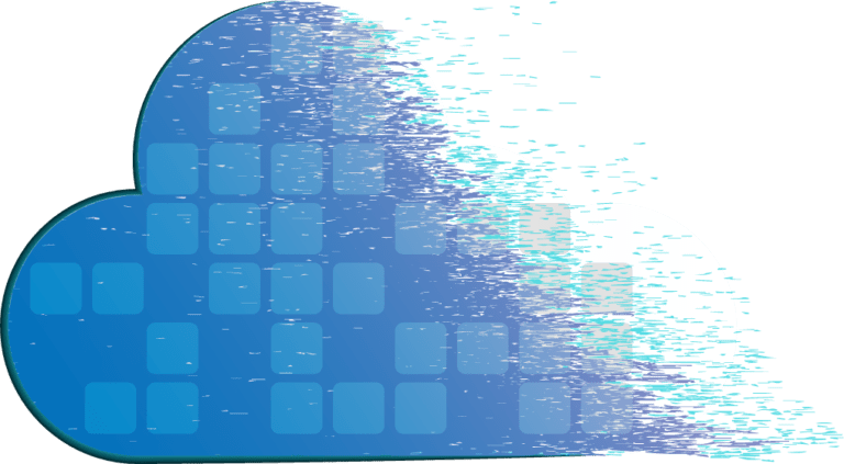 Pixelated cloud graphic representing data flow in standard IoT implementations